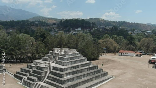 Zaculea, Guatemala - 2023 - Aerial drone shot of Zaculeu, the Western Highlands capital of Mam Maya Kingdom until the Spanish Conquest, Guatemala. photo
