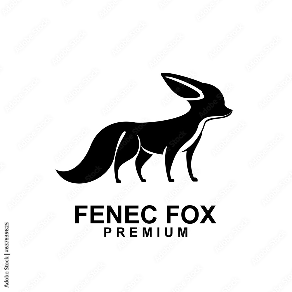 fennec fox icon design illustration negative black white template