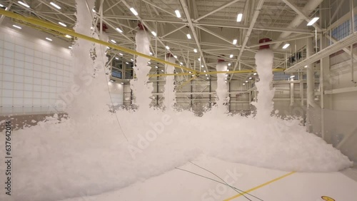 2023 KC-46 hanger fills with fire retardant foam during a fire suppression system test at Travis Air Force Base, CA. photo