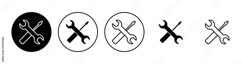 Repair tools icon set. tool icon vector. setting icon vector. Wrench and screwdriver. support, Service Repair tools icon set. tool icon vector. setting icon vector. Wrench and screwdriver. support, Service