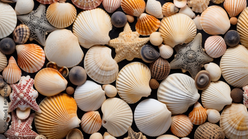 Summer background with seashells texture