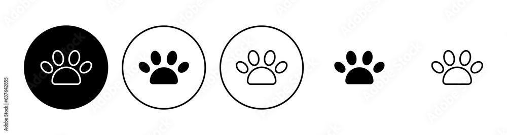 Paw icon set. paw print icon vector. dog or cat paw Paw icon set. paw print icon vector. dog or cat paw