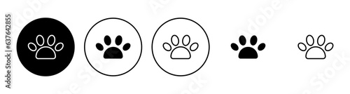 Paw icon set. paw print icon vector. dog or cat paw