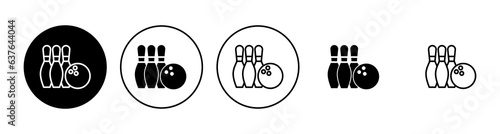 Bowling icon set. bowling ball and pin icon. bowling pins