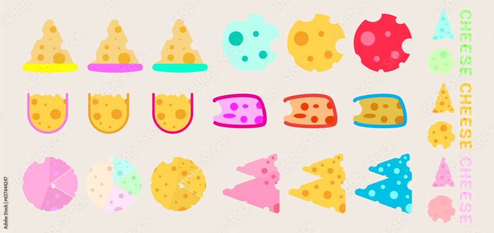 Collection Piece of cheese, cheese icon, cheese realistic food.Set of cheese. Collection Piece of cheese, cheese icon, cheese realistic food.Set of cheese.