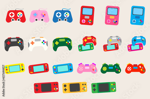Collection icon joystick gamepad game console or game controller Computer game.set of game console.