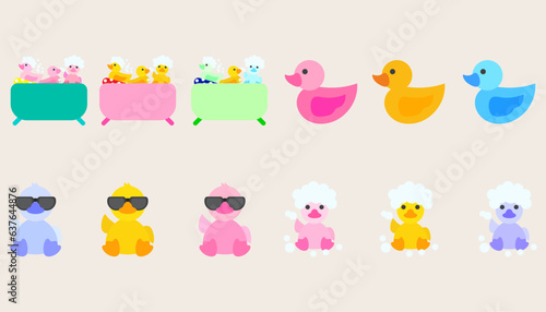 Obraz na plátně Collection icon rubber duck or ducky bath toy flat