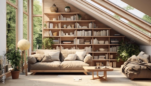 Luxury residential study living room interior