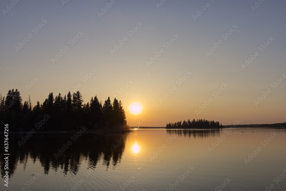 A Colourful Sunset at Astotin Lake