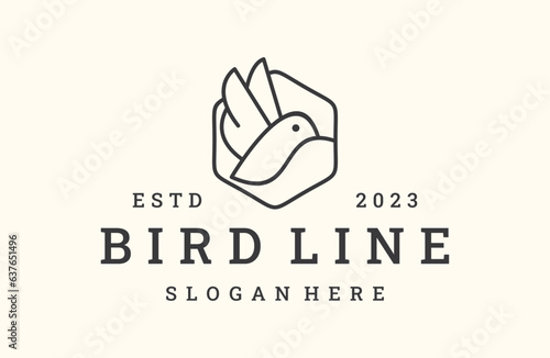 Bird logo vector icon illustration hipster vintage retro