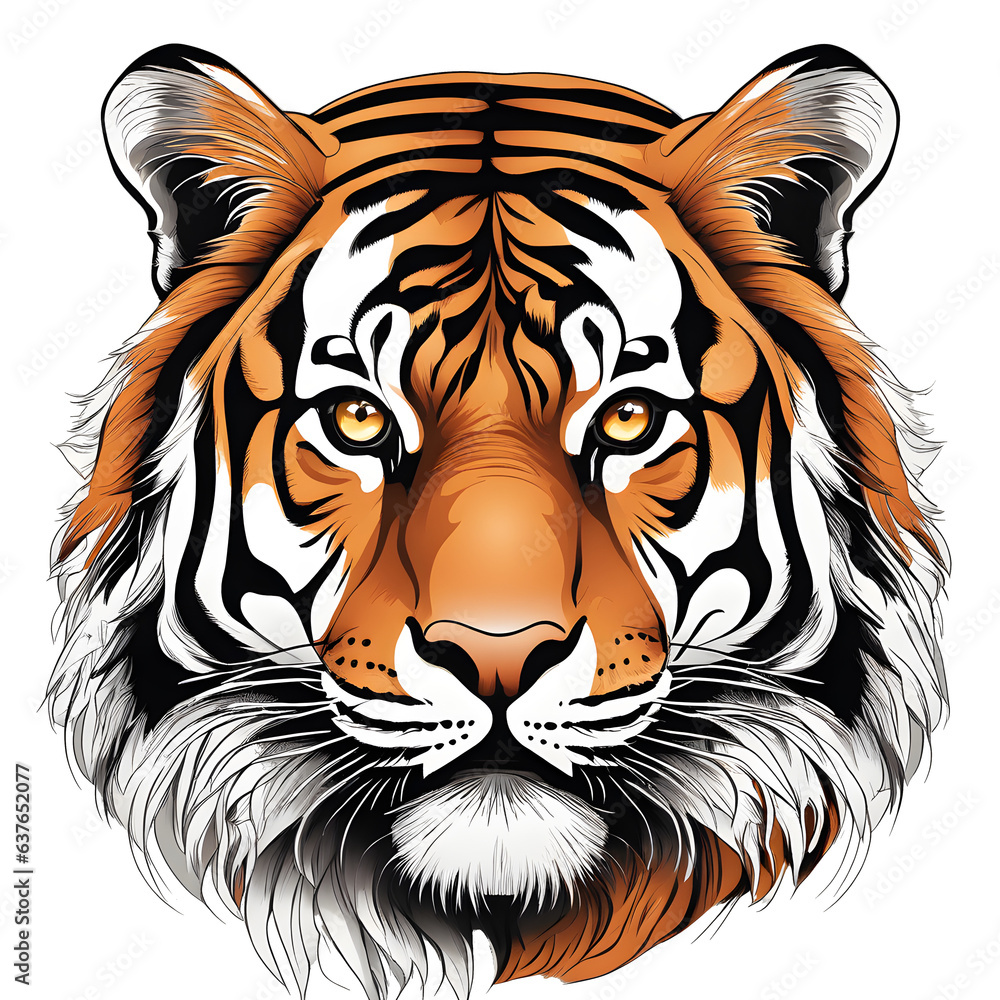Vector art style Bengal tiger head.