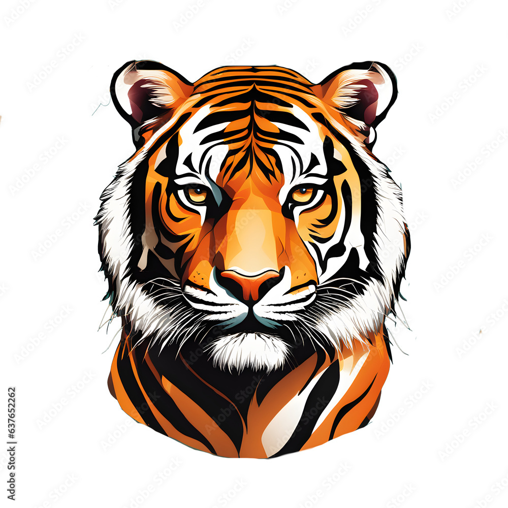 Vector art style Bengal tiger head. tiger attitude.