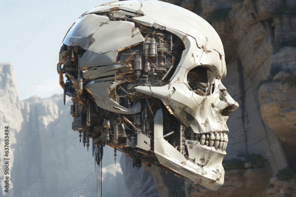 Fototapeta premium ドクロのロボット,Generative AI AI画像