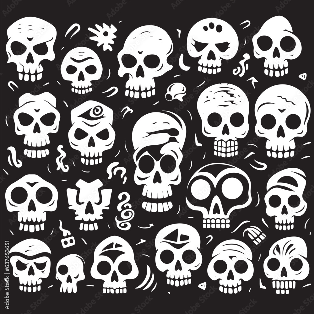 Skull icons set. Cartoon illustration of skull icons for web. Skull icons set. Cartoon illustration of skull icons for web.