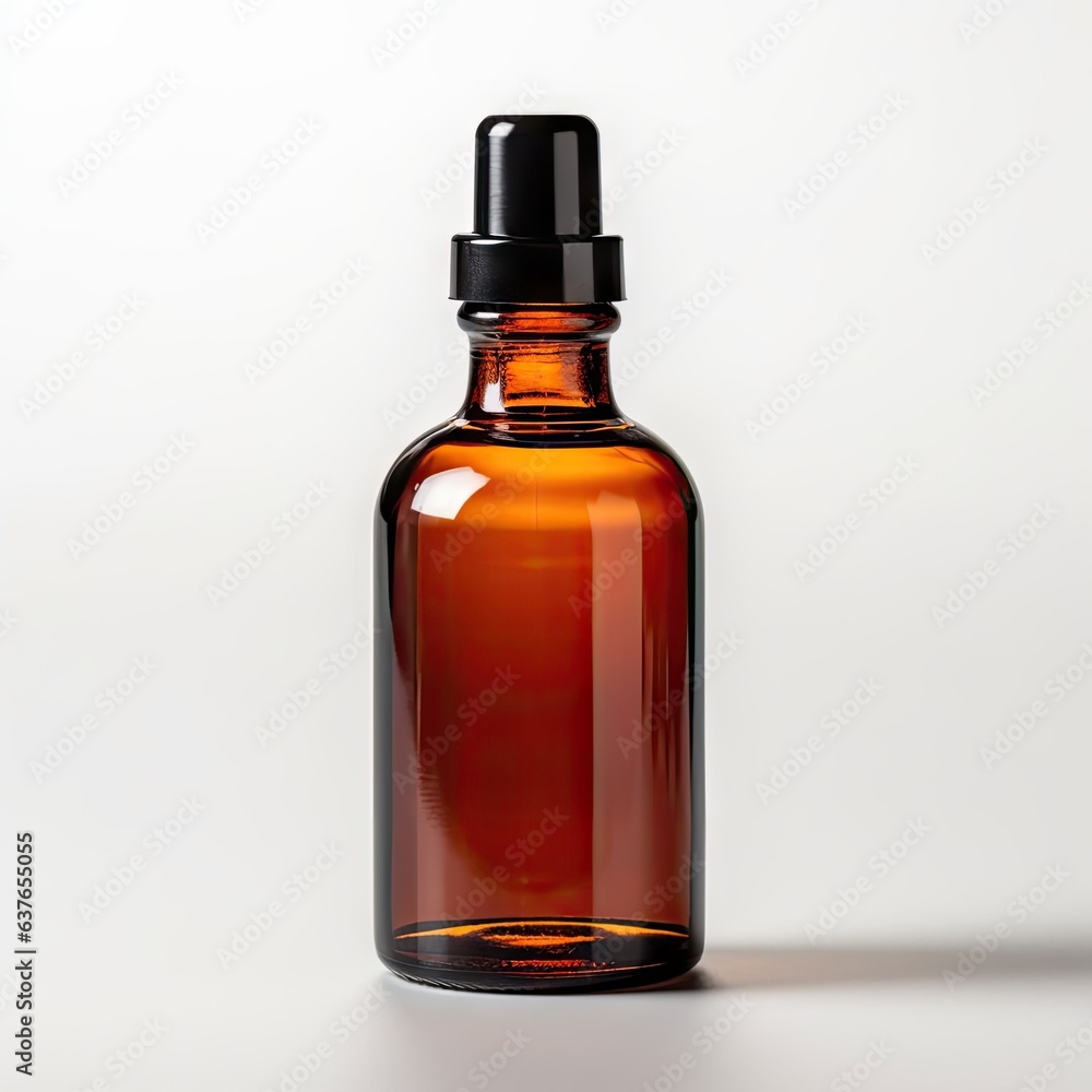 mockup photography of Dropper brown Bottle studio photography white background