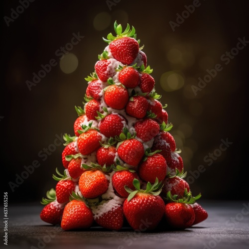 strawberry Сhristmas tree.ideas for Сhristmas table design.postcard with copy space. 