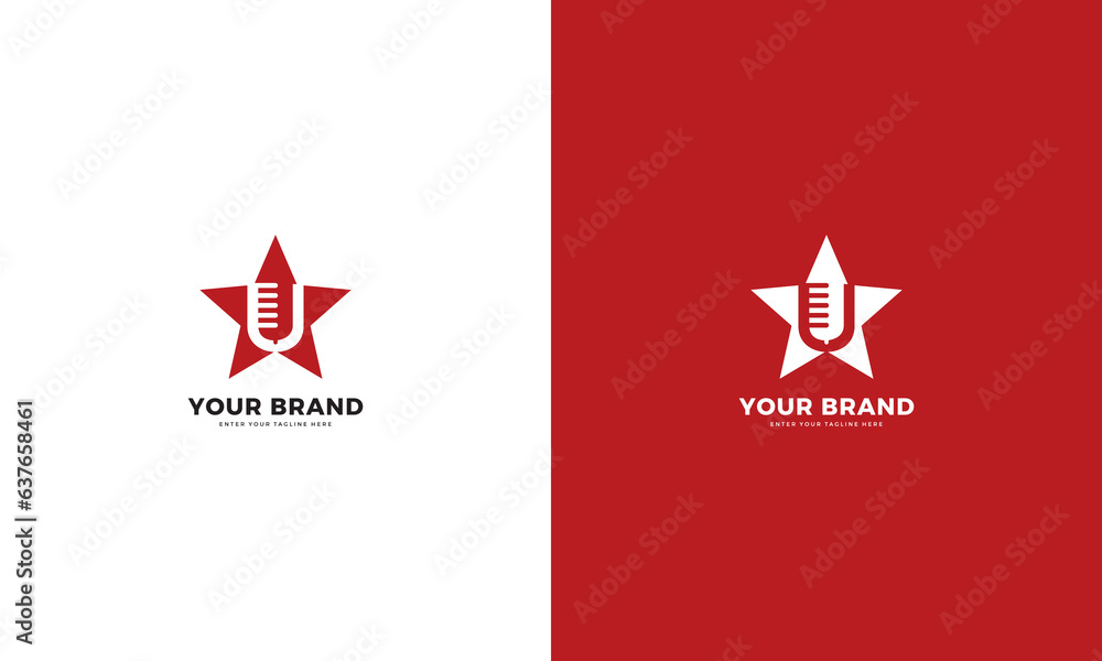 Obraz premium Singer Star Logo, music, microphone, vector graphic design