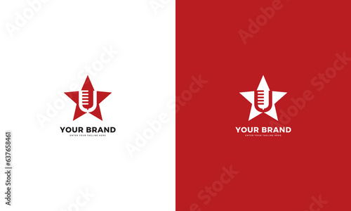 Singer Star Logo, music, microphone, vector graphic design