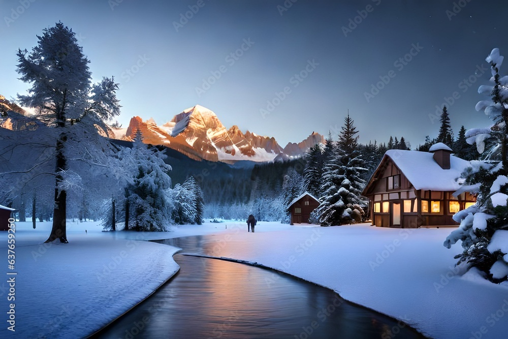 Fototapeta premium winter in the mountains