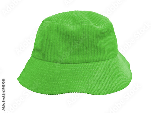 green bucket hat isolated on white background