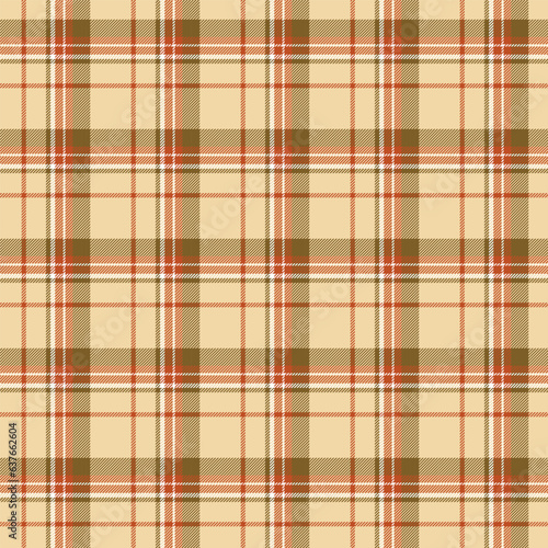 Seamless plaid and checkered patterns in green beige and orange for textile design. Tartan plaid pattern graphic background for a fabric print. Vector illustration.