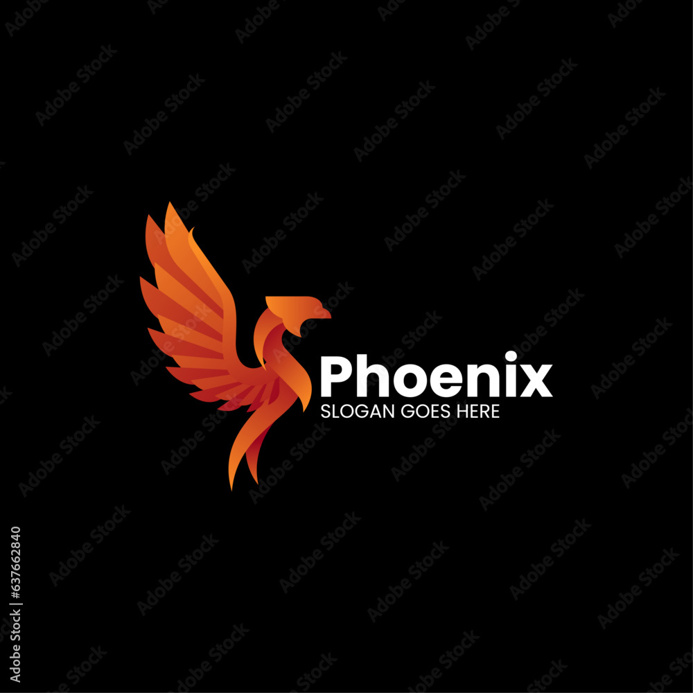 Obraz premium Vector Logo Illustration Phoenix Gradient Colorful Style
