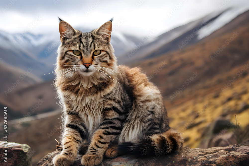 Fototapeta premium A Andean Mountain Cat portrait, wildlife photography