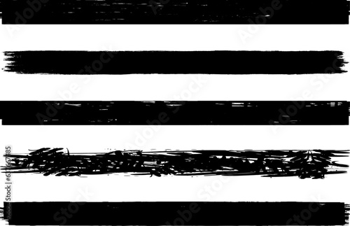 A strip of grunge paint. Vector brush Stroke. Problematic banner. Black isolated brush collection. Modern textured shape. The dry border is black