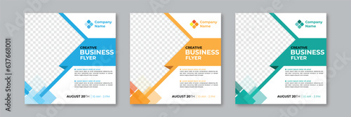 Business social media post banner template. Editable template post for social media ad. Instagram template post. web banner ads for travel promotion .design with blue,green and yellow color.