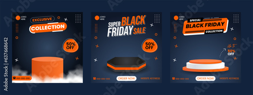 Black friday social media post podium template