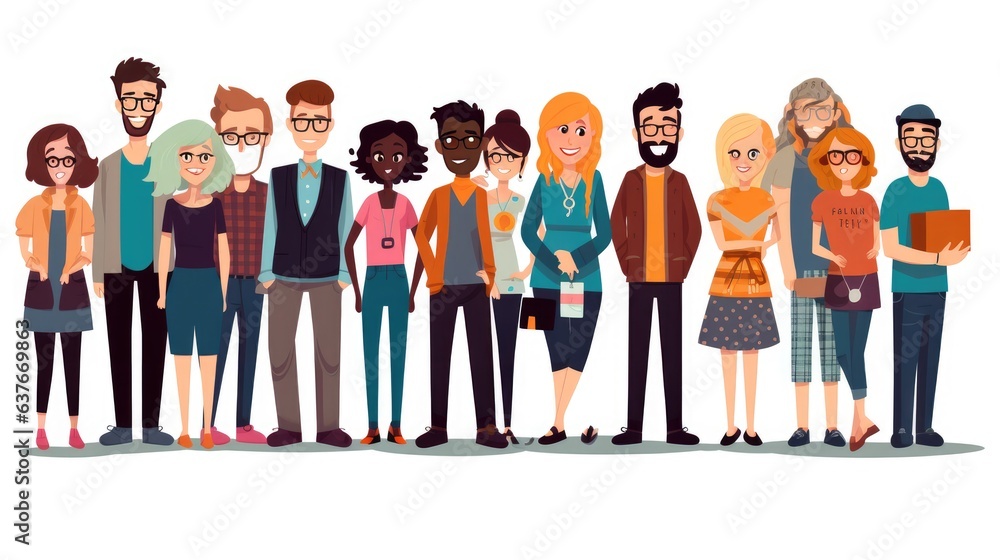 Obraz premium Lots of people cartoon illustration, AI generated Image