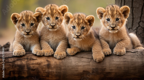 Group of cute lion cubs © Venka
