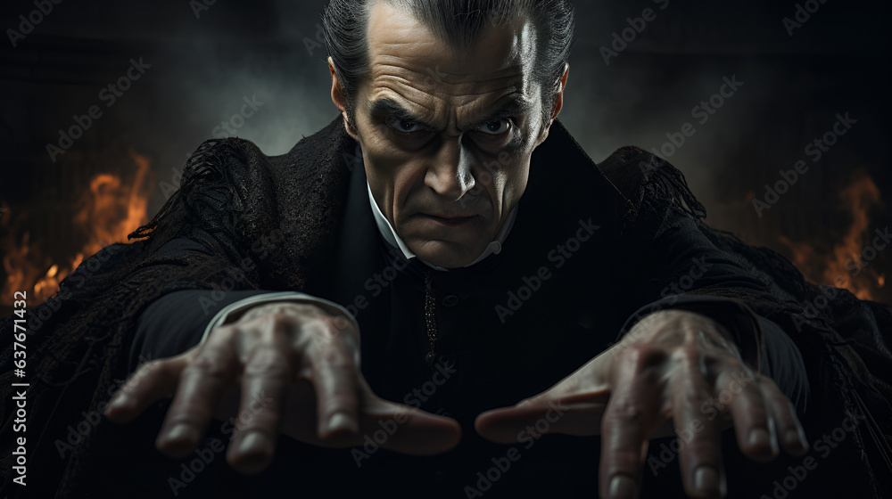 Sinister Victorian era man reaching out with both his hands Sinister Victorian era man reaching out with both his hands