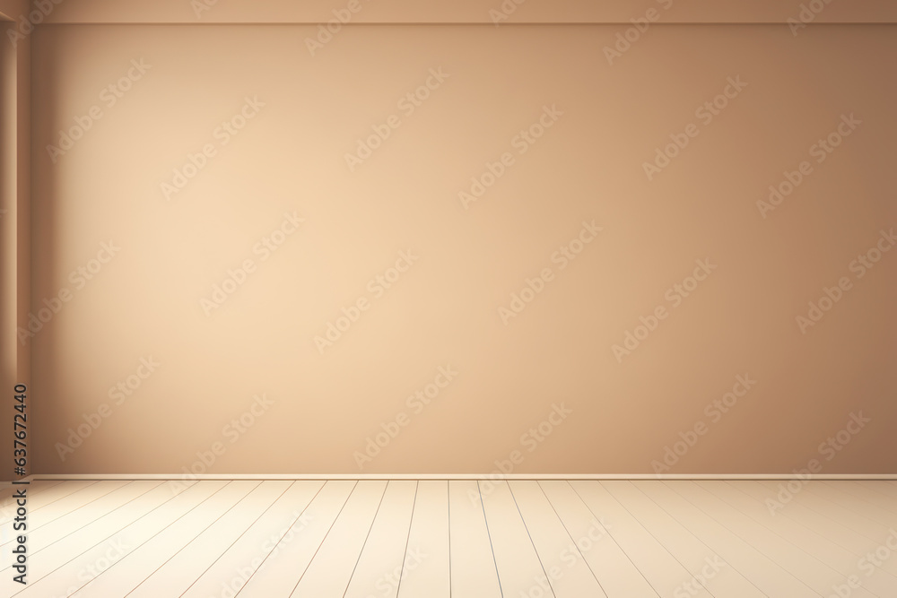 Neutral Elegance: Tan Beige Interior Wall with Wood Floor Paneling, Ideal for Photography and Design, Text Copy, Generative AI Neutral Elegance: Tan Beige Interior Wall with Wood Floor Paneling, Ideal for Photography and Design, Text Copy, Generative AI