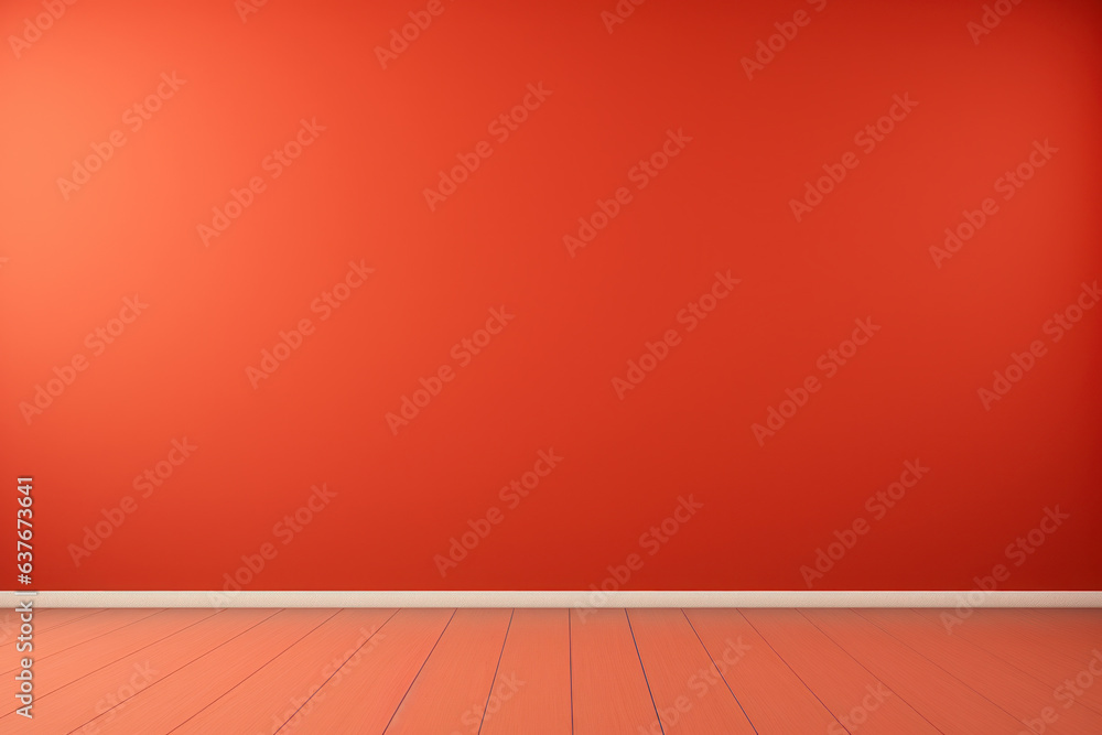 Creative Studio Vibes: Red Wall with Floor Paneling, Perfect for Graphic Resources, Design, Copy Text, Generative AI