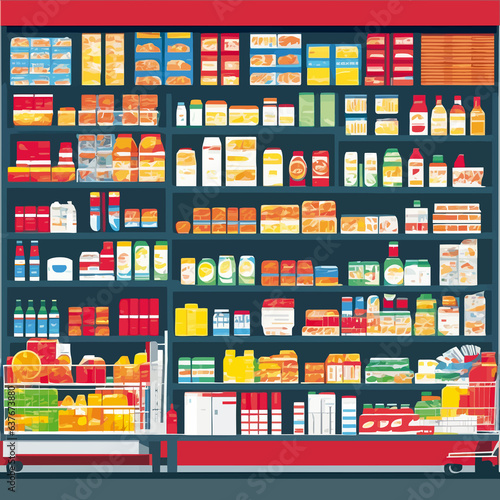 illustration grocery shopping supermarket