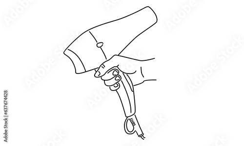 line art of hair dryer vector illustration