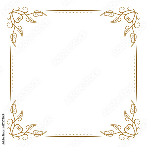 Square vintage style frame with ivy stems and leaves decoration