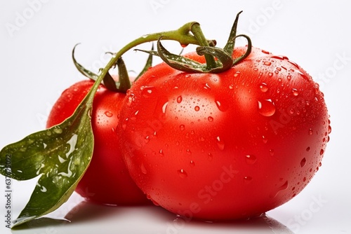 Generative AI : Fresh Tomato vegetable with water droplets isolated on white background with clipping path