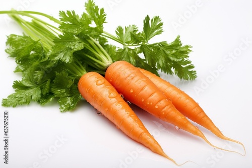 Generative AI : Fresh Carrot vegetable with water droplets isolated on white background with clipping path