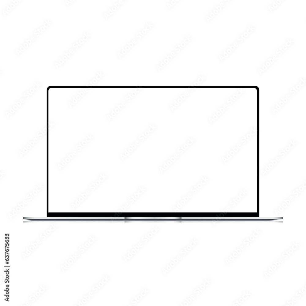 Realistic laptop isolated on white background. Computer notebook with empty screen. Vector Realistic laptop isolated on white background. Computer notebook with empty screen. Vector