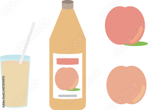 桃のジュースのイラストセット