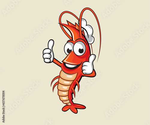 Shrimp Character design, Shrimp Mascot, Funny shrimp