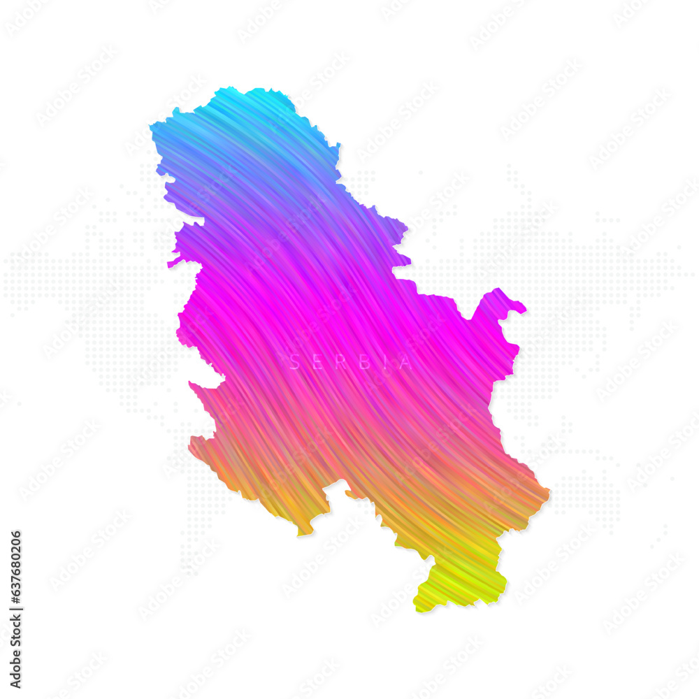 Serbia map in colorful halftone gradients. Future geometric patterns of lines abstract on white background. Vector illustration EPS10