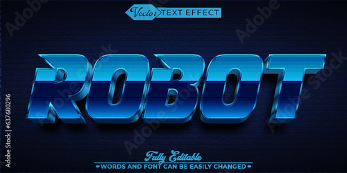 Blue Shiny Robot Vector Editable Text Effect Template