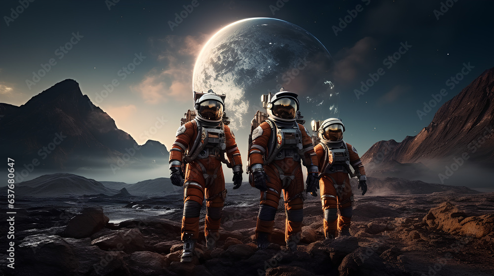 Astronauts explore a new planet Astronauts explore a new planet
