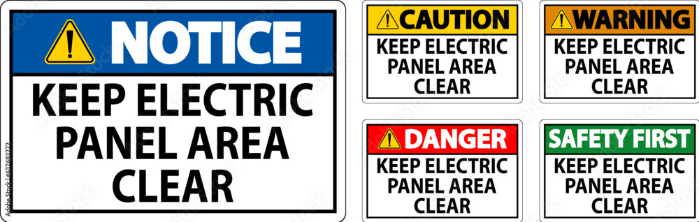 Caution Sign Keep Electric Panel Area Clear Caution Sign Keep Electric Panel Area Clear