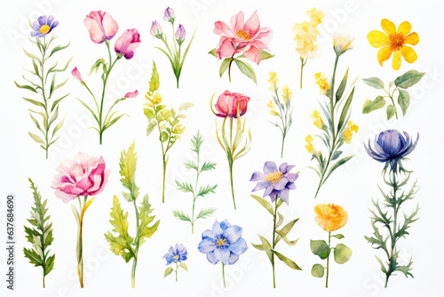 Beautiful watercolor flowers background.