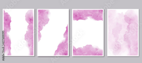Watercolor abstract template background set. Hand drawn illustration isolated on white. Vector EPS.