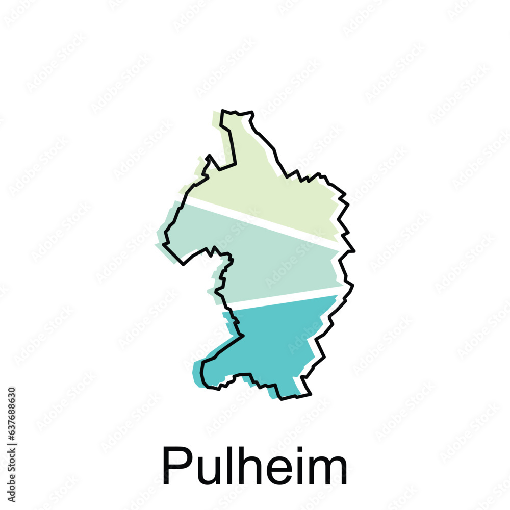 Pulheim City Map illustration. Simplified map of Germany Country vector design template